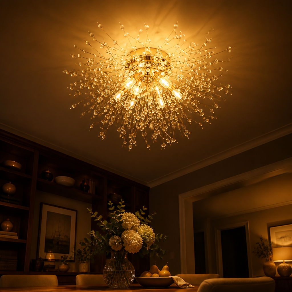 Modern Gold Crystal Sputnik Ceiling Light