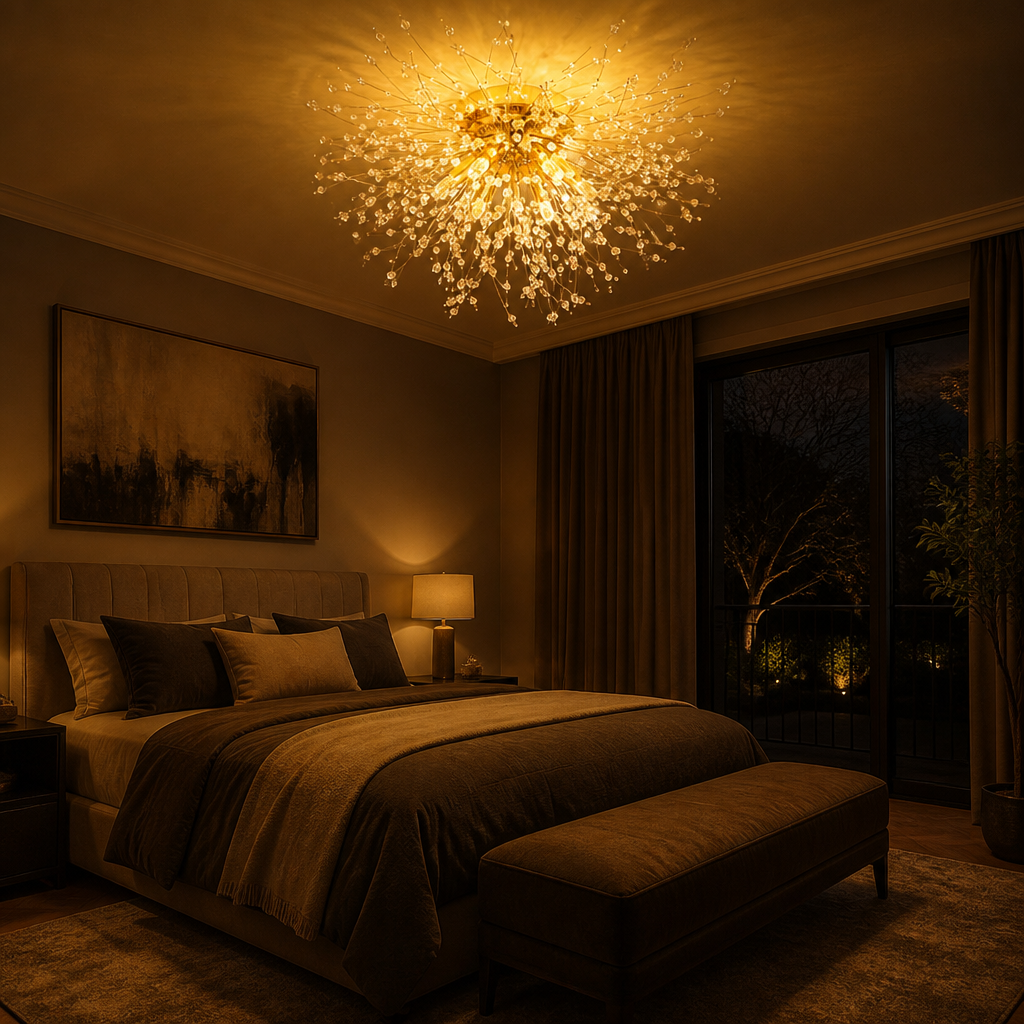 Modern Gold Crystal Sputnik Ceiling Light