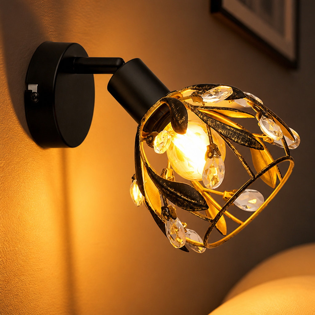 Modern Gold Crystal Wall Sconce