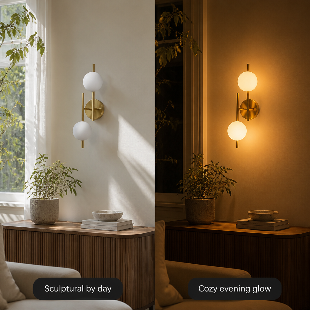 Modern Gold Glass Globe Wall Sconce