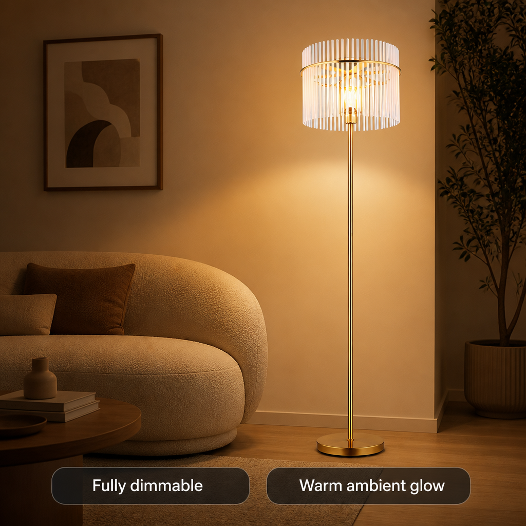Modern Gold Glass Rods Table Lamp