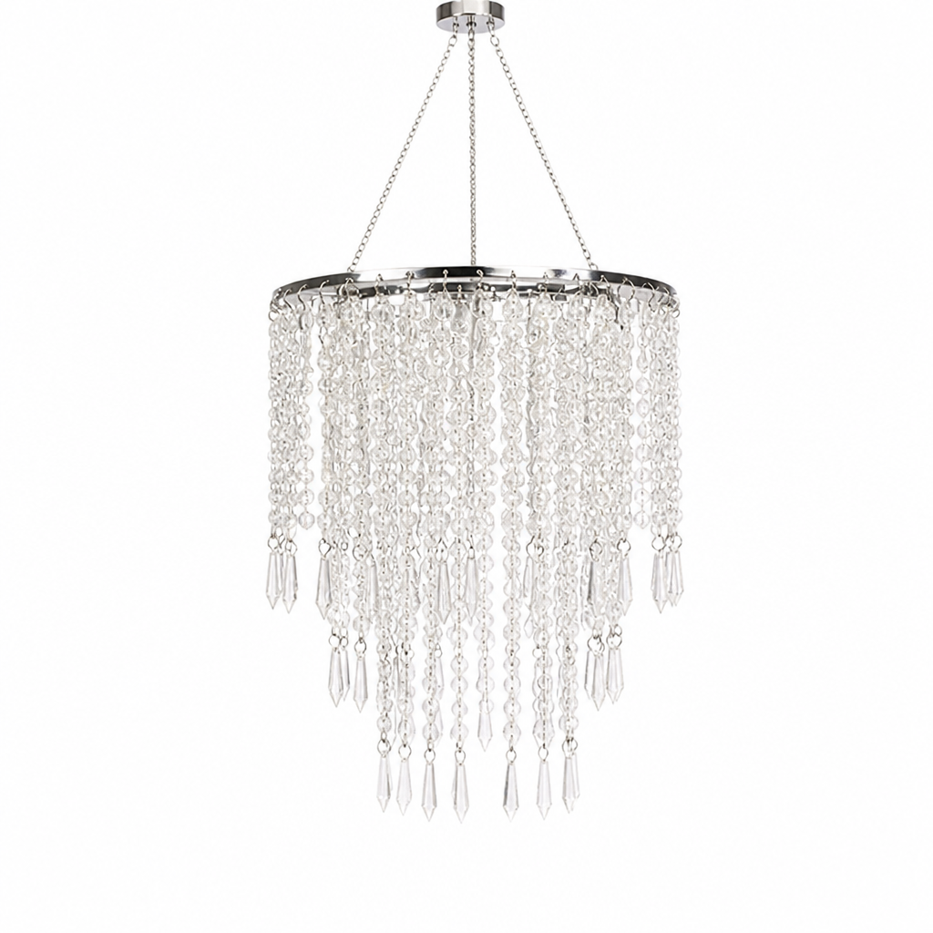 Modern Gold Three-Tier Beaded Chandelier
