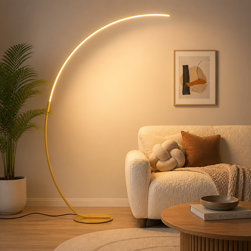 Modern Golden LED Arc Floor Lamp