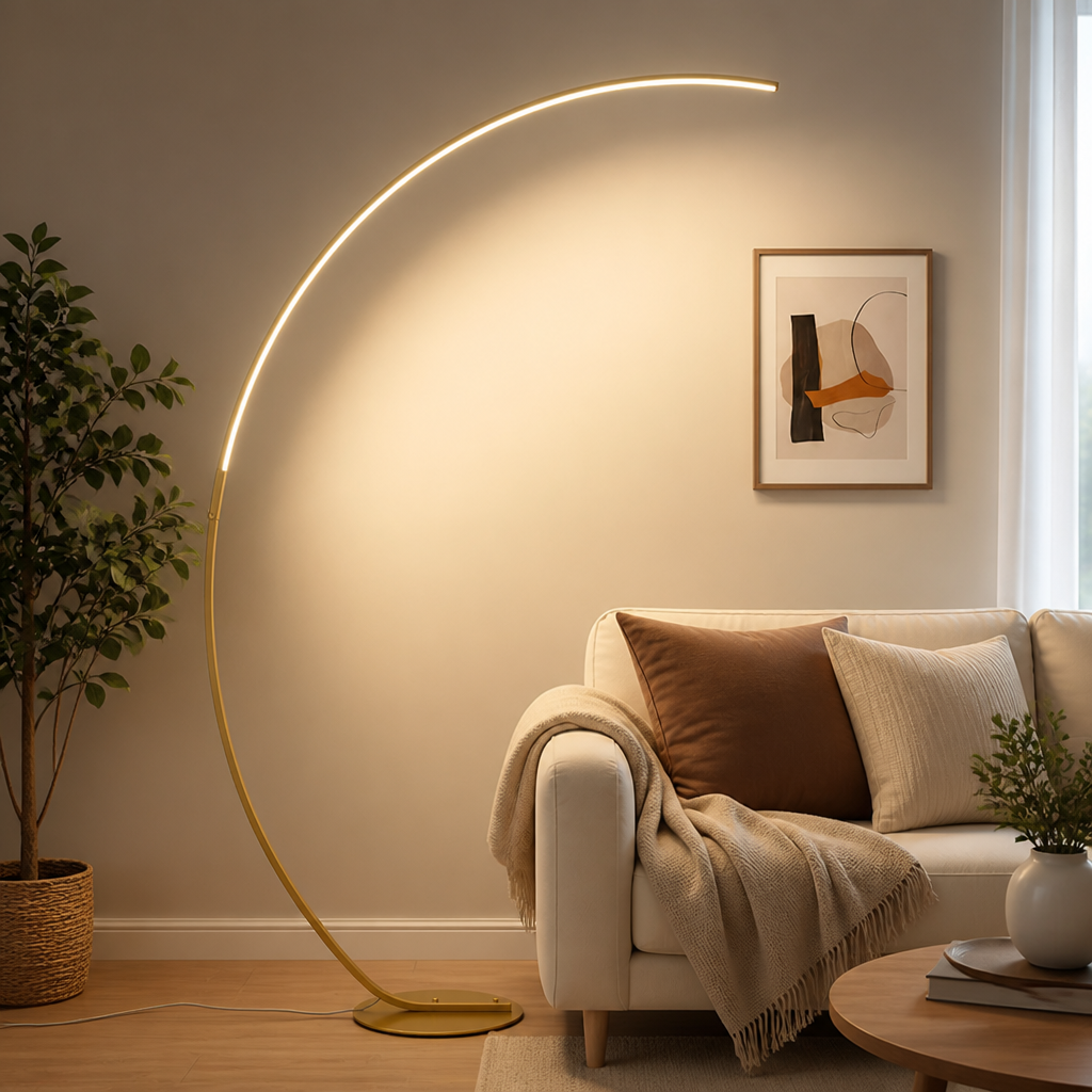 Modern Golden LED Arc Floor Lamp