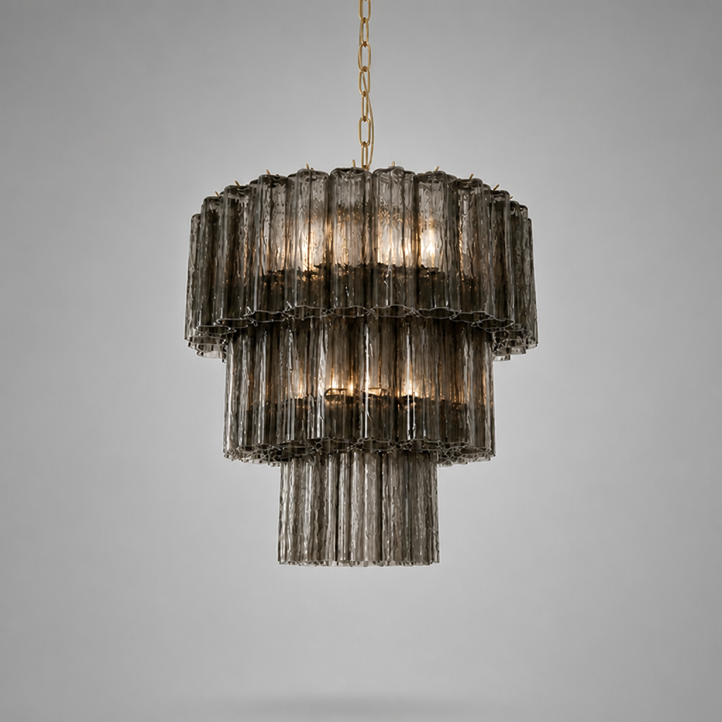 Modern Grey Glass Chandelier