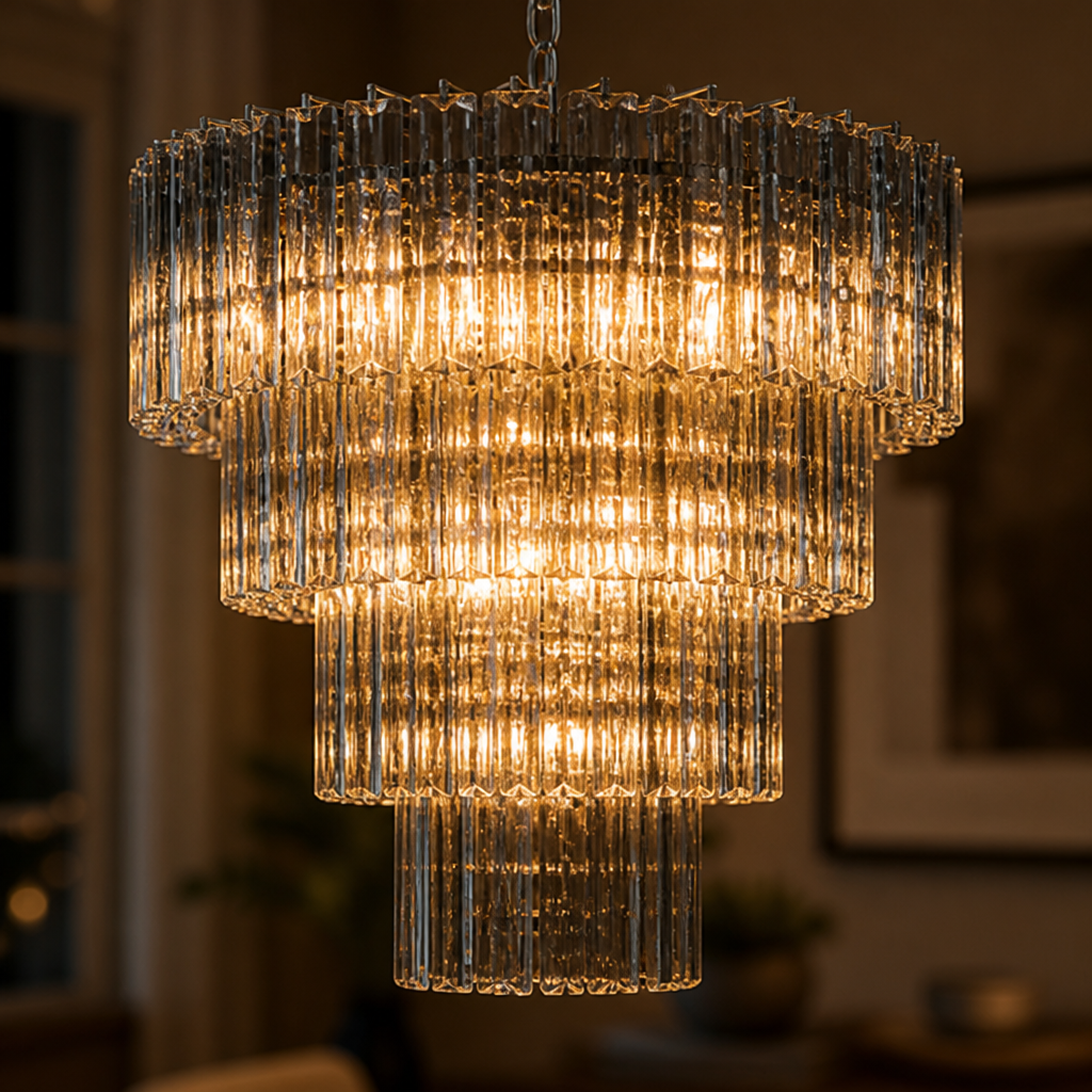 Modern Grey Glass Chandelier