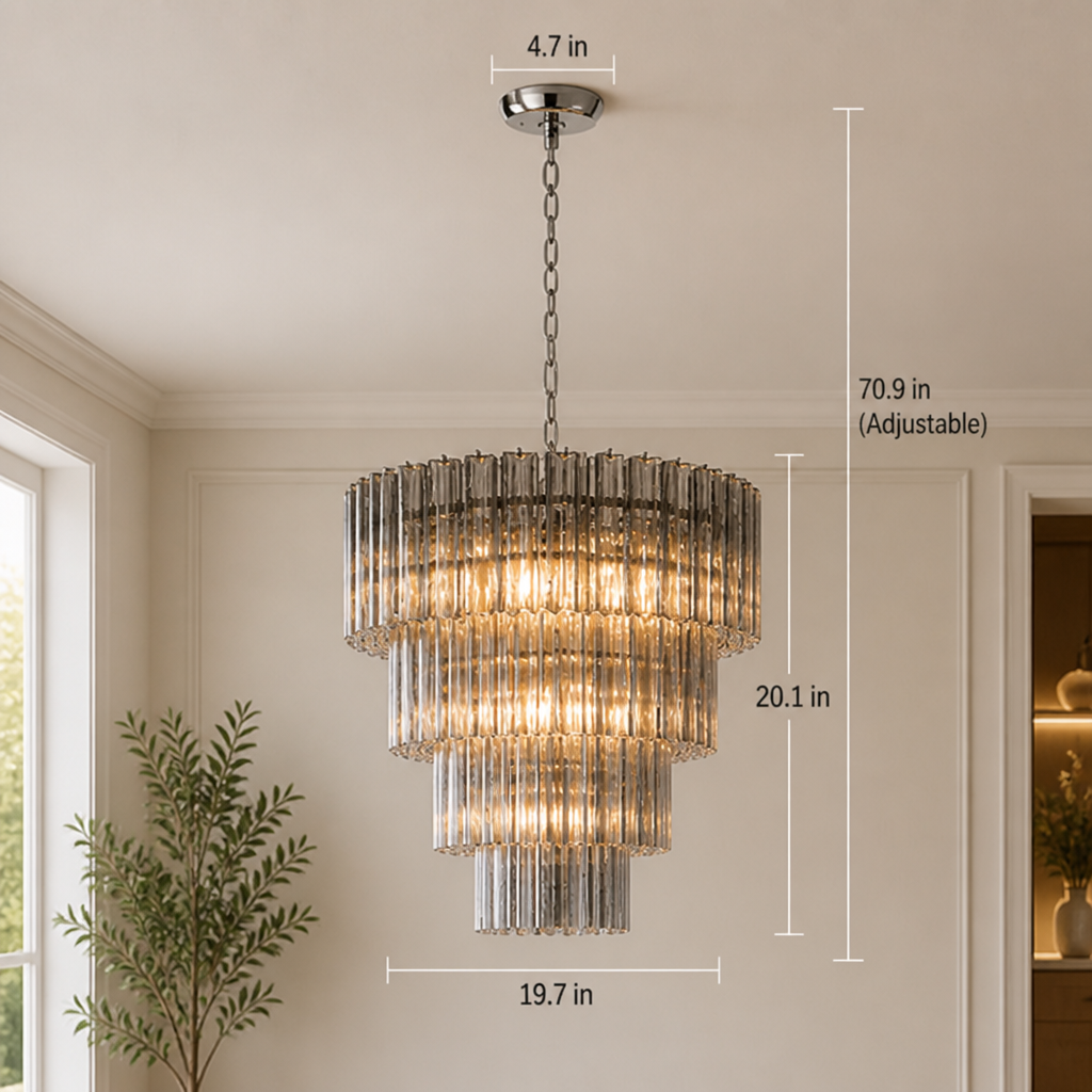 Modern Grey Glass Chandelier