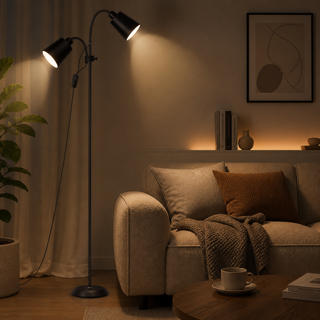 Modern Iron Dual-Head Floor Lamp