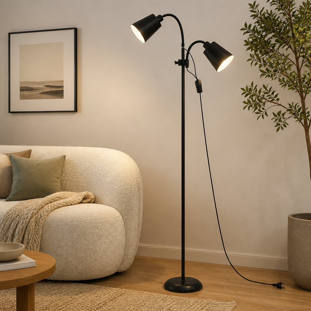Modern Iron Dual-Head Floor Lamp