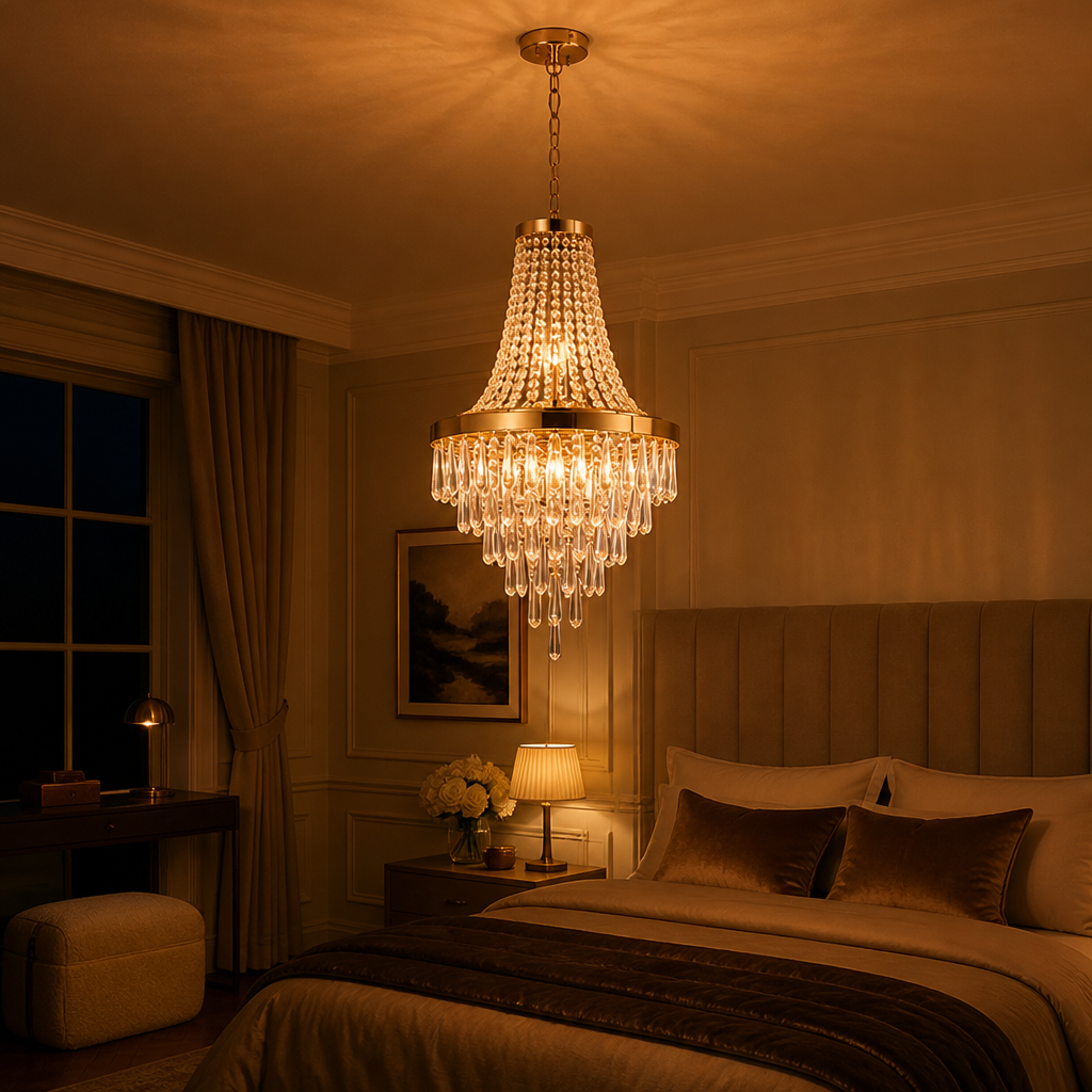 Modern K9 Crystal Adjustable Double-Layer Chandelier