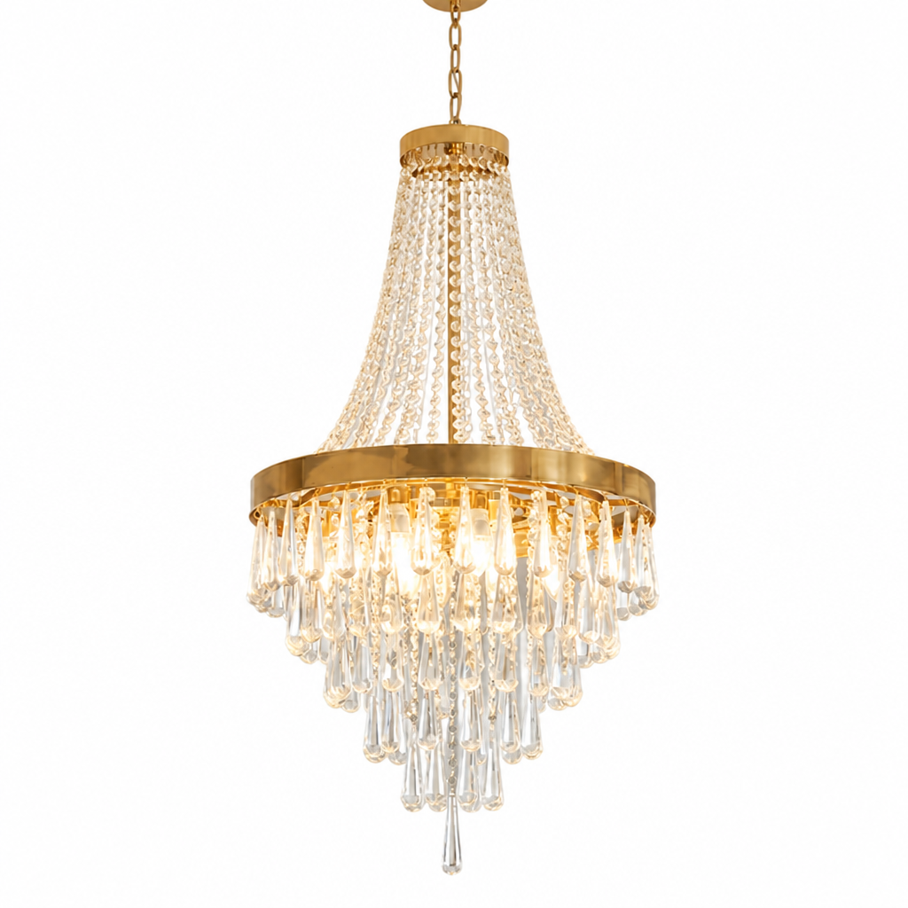 Modern K9 Crystal Adjustable Double-Layer Chandelier
