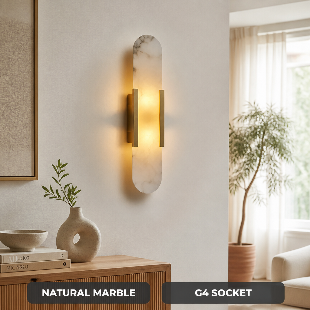 Modern Marble & Gold Wall Sconce