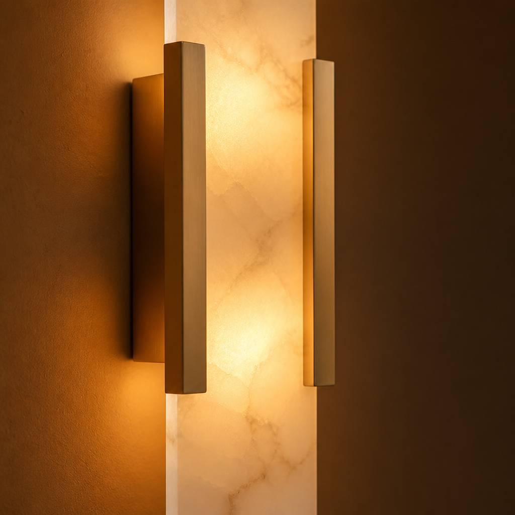 Modern Marble & Gold Wall Sconce