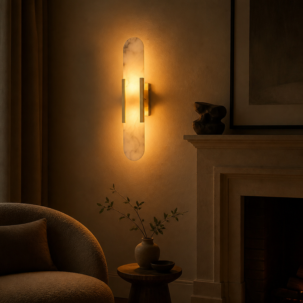 Modern Marble & Gold Wall Sconce