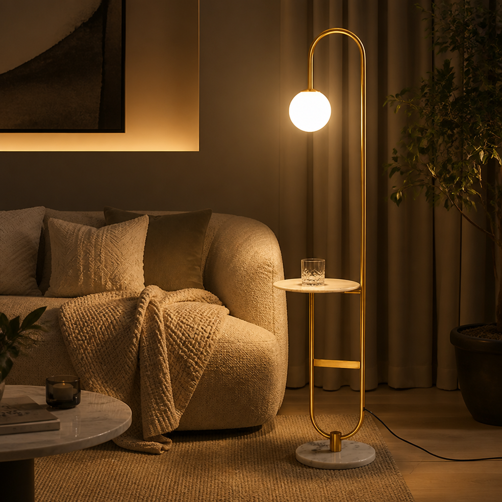 Modern Marble LED Round Table Floor Lamp