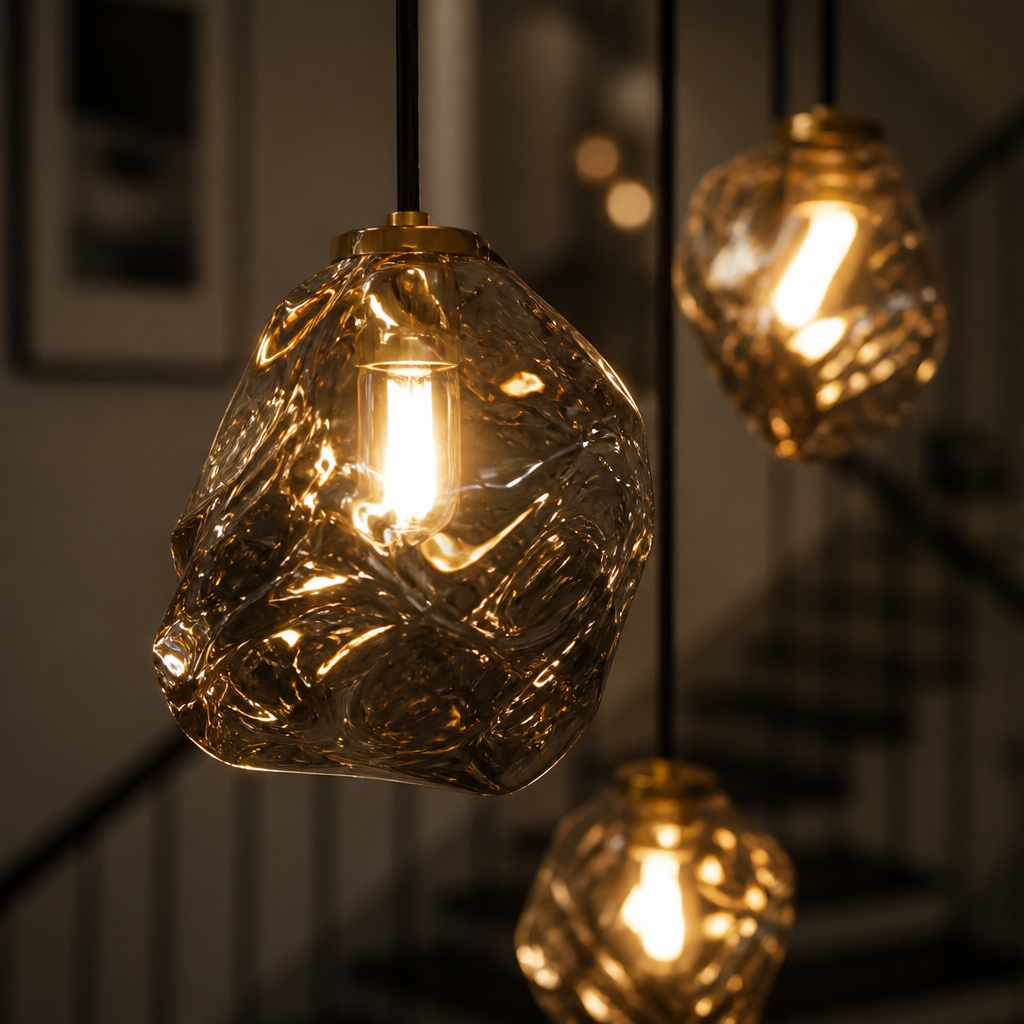Modern Metal & Glass LED Multi-Head Chandelier