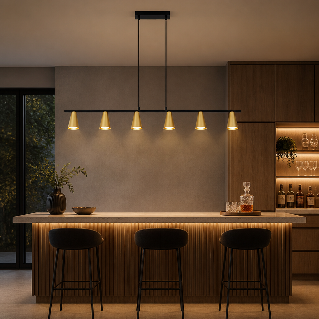 Modern Metal Six-Light Chandelier