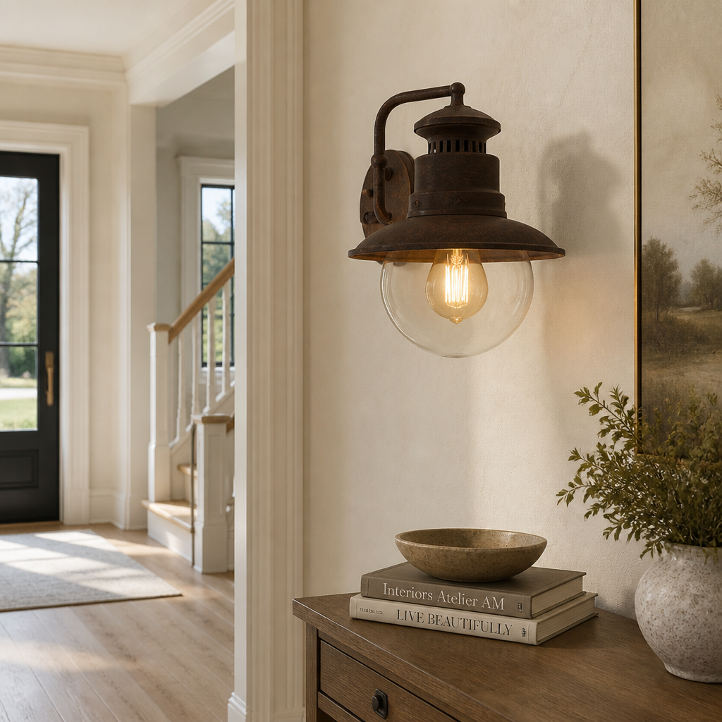 Modern Rust-Colored Glass Outdoor Wall Light