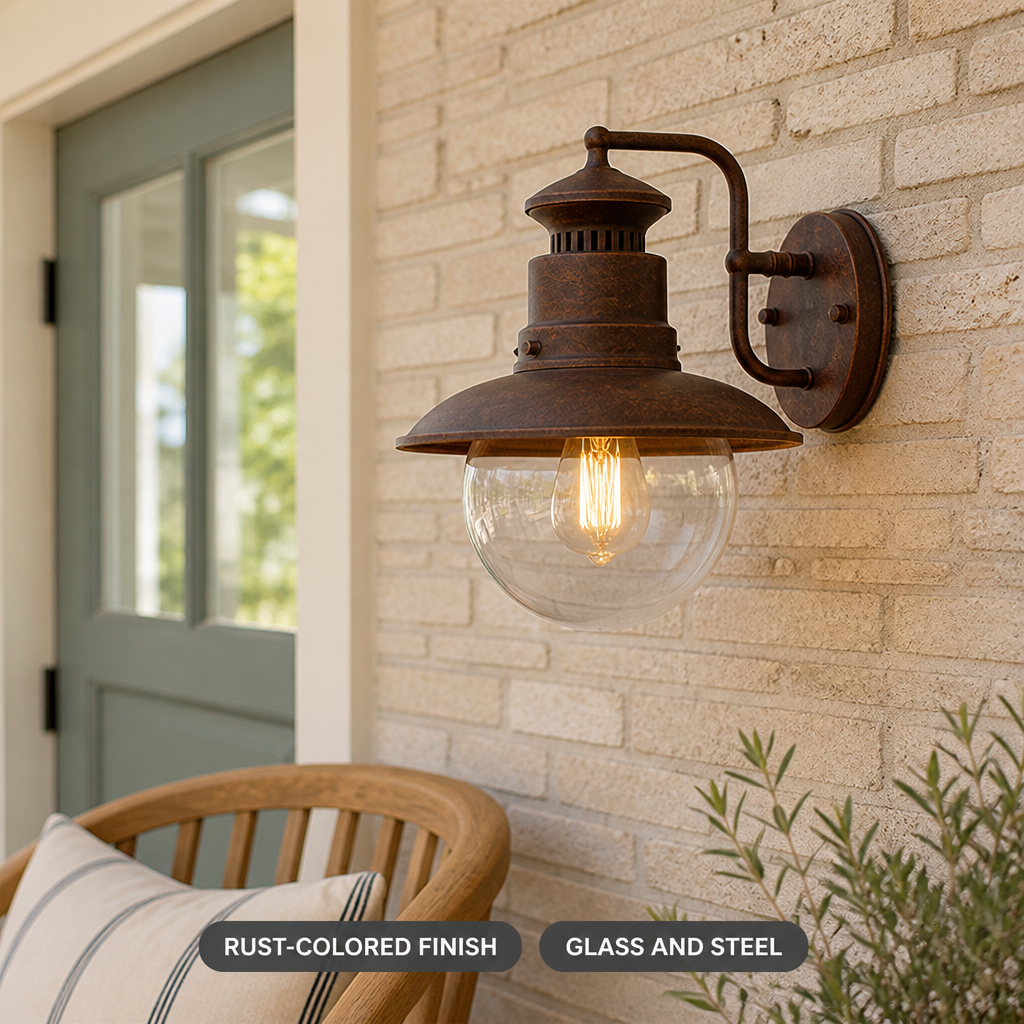 Modern Rust-Colored Glass Outdoor Wall Light