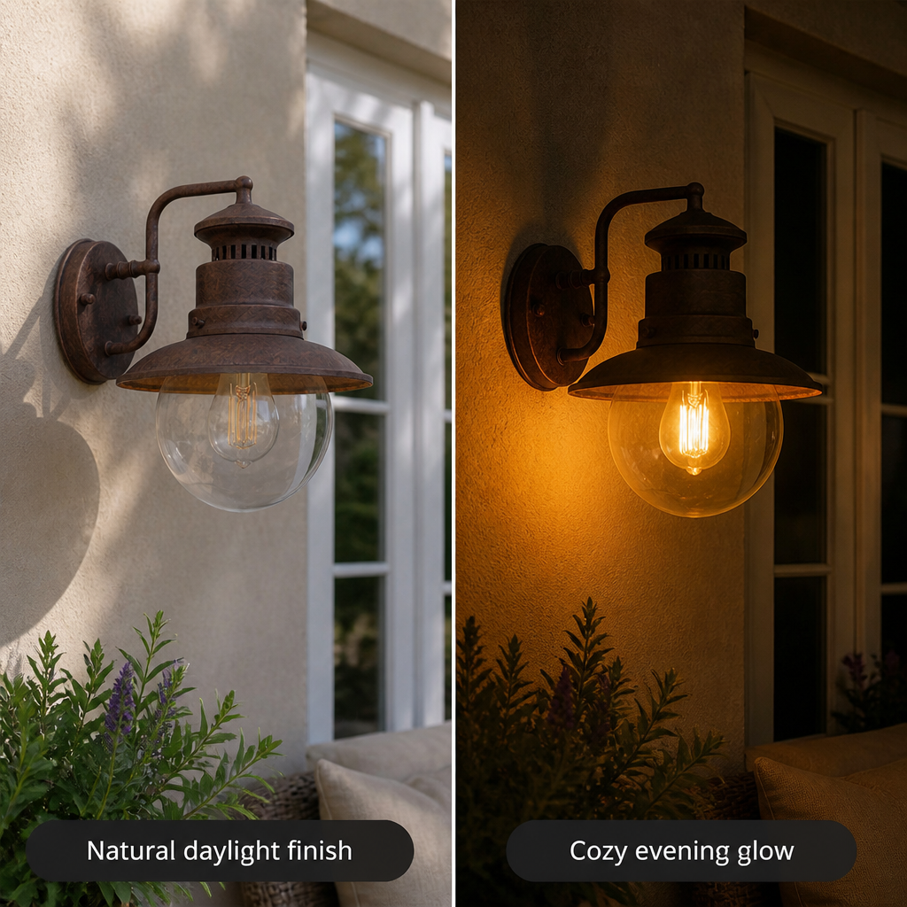 Modern Rust-Colored Glass Outdoor Wall Light
