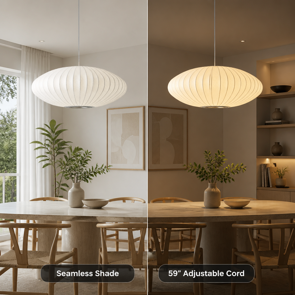 Modern Silk Bubble Shade Pendant Light