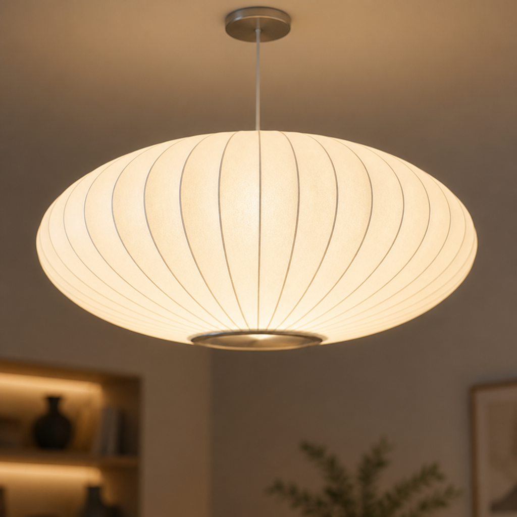 Modern Silk Bubble Shade Pendant Light