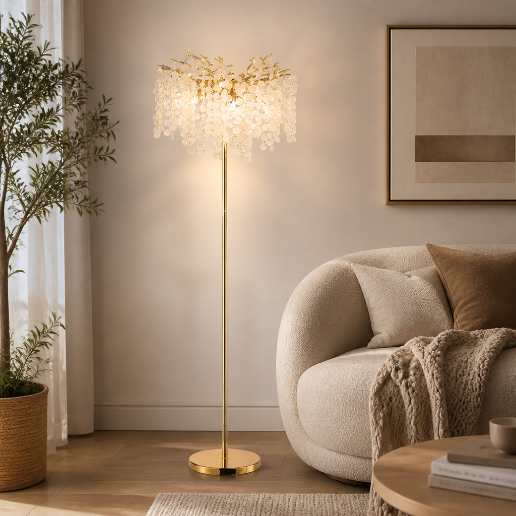 Modern Silver Crystal LED Floor Lamp