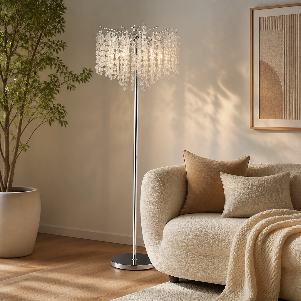 Modern Silver Crystal LED Floor Lamp