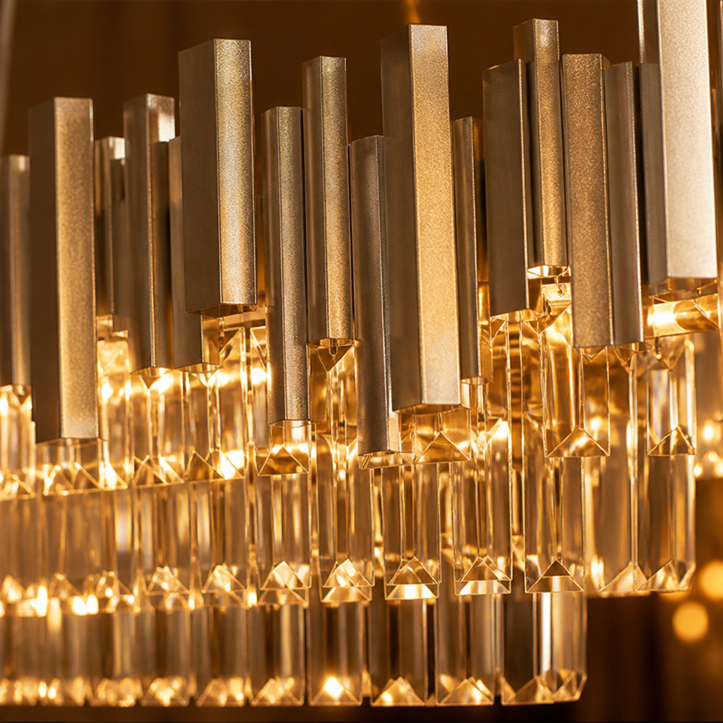 Modern Silver Crystal Oval Chandelier
