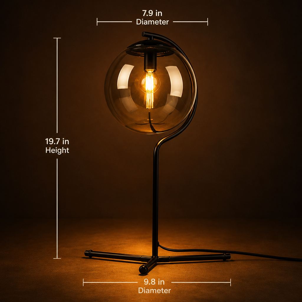 Modern Smoke Glass Table Lamp