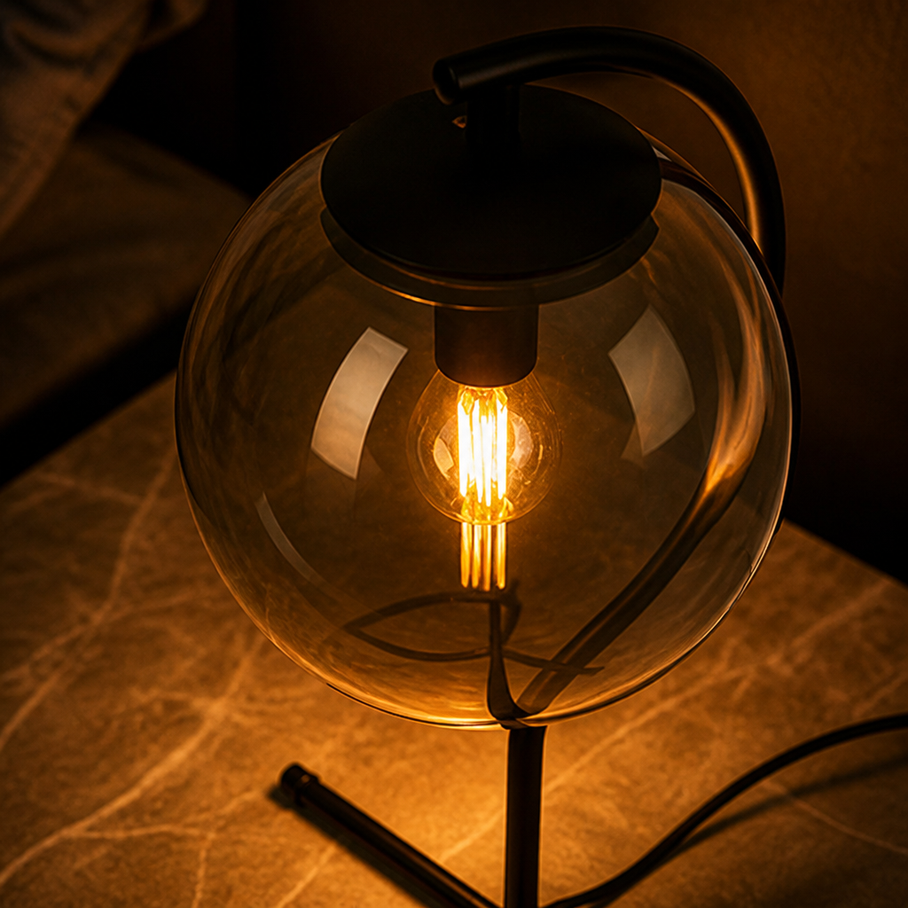 Modern Smoke Glass Table Lamp