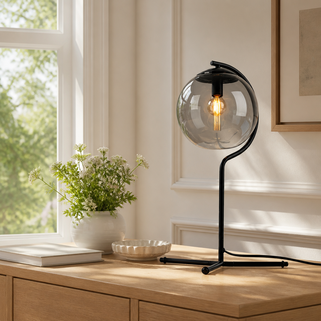 Modern Smoke Glass Table Lamp