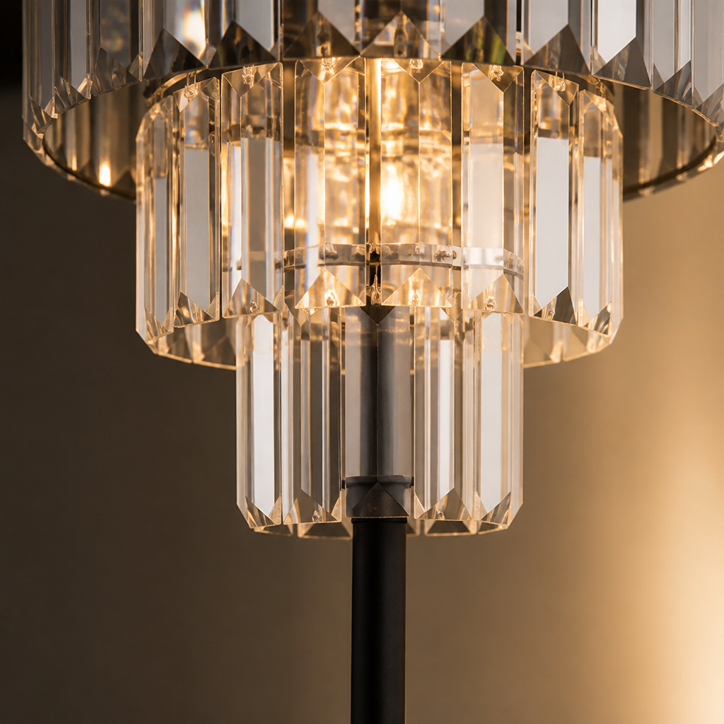 Modern Smoky Glass Three-Arm Floor Lamp