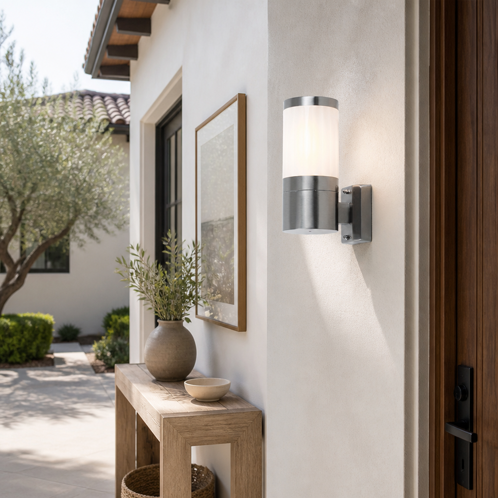 Modern Stainless Steel Semi-Circular Outdoor Wall Light