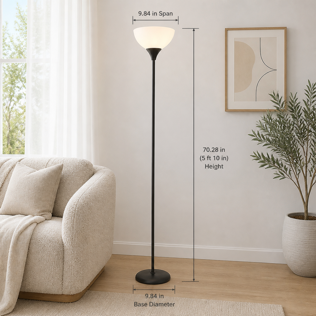Modern Titanium Opal Glass Shade Floor Lamp