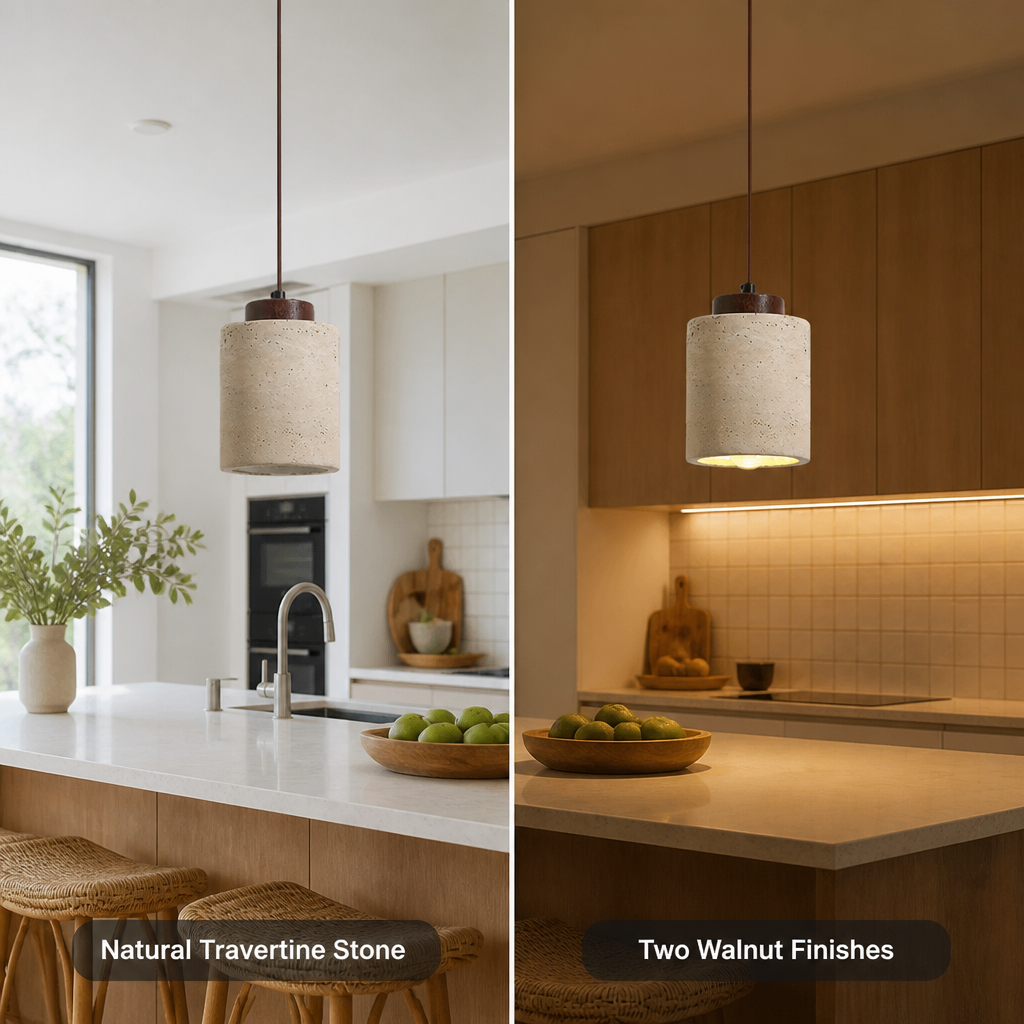 Modern Travertine Stone Pendant Light