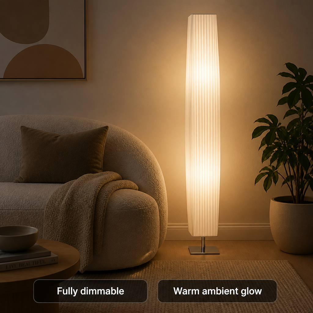 Modern White Textile Two-Light Floor Lamp
