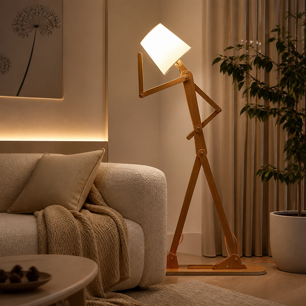 Modern Wood LED Humanoid Floor Lamp