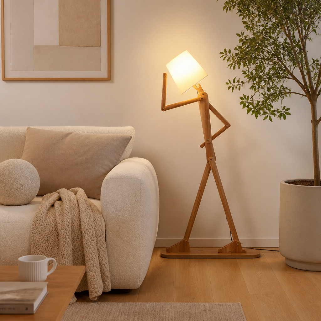 Modern Wood LED Humanoid Floor Lamp
