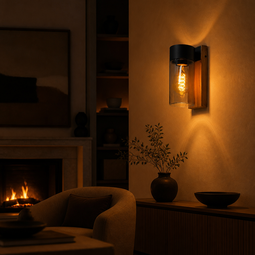 Modern Wood-Texture Facade Outdoor Wall Light