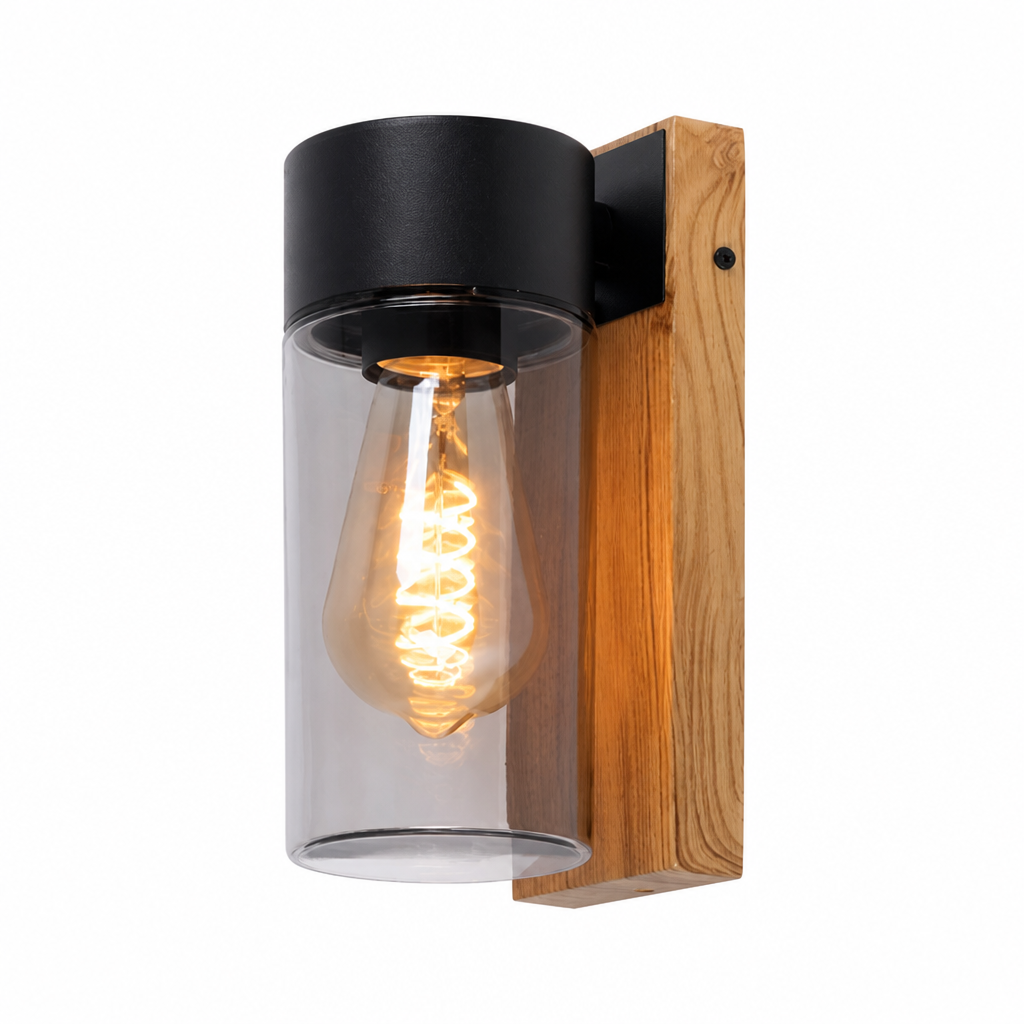 Modern Wood-Texture Facade Outdoor Wall Light