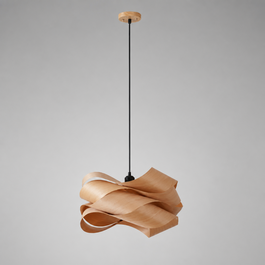 Natural Wood Irregular Wrap Pendant Light