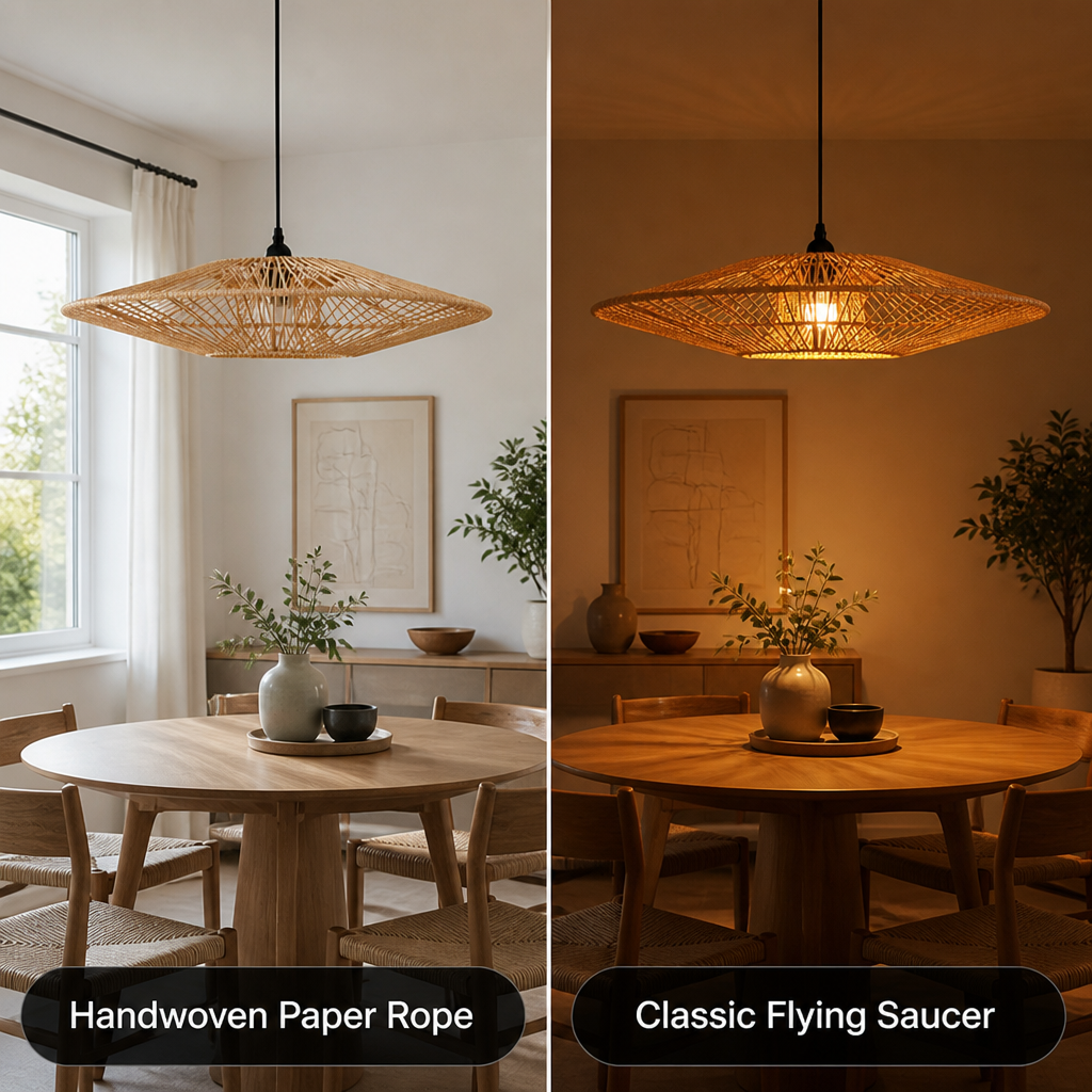 Paper Rope Flying Saucer Pendant Light