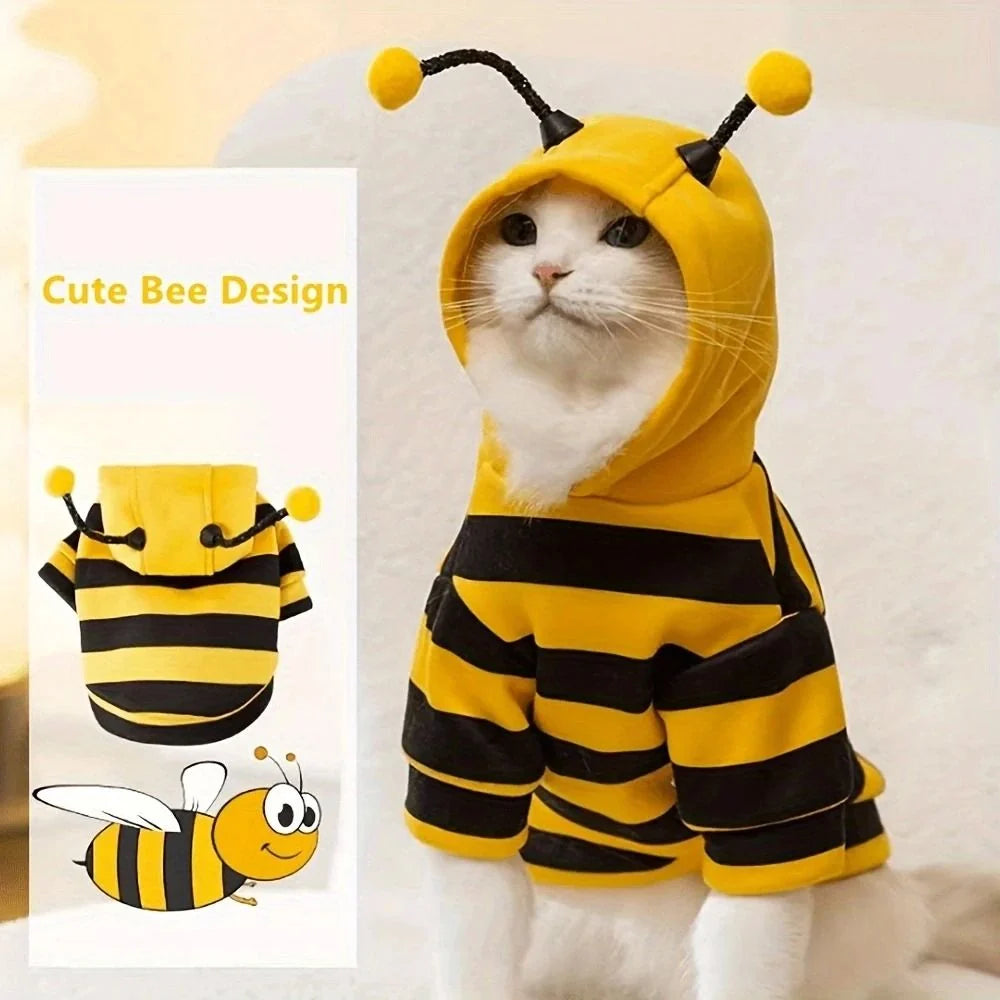 Pet Hoodie Bee Design Soft Fleece Pull-Over