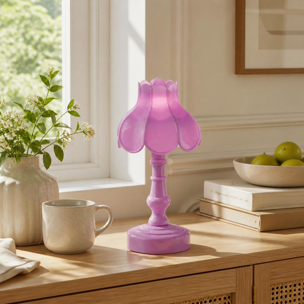 Plastic Flower-Shaped Table Lamp