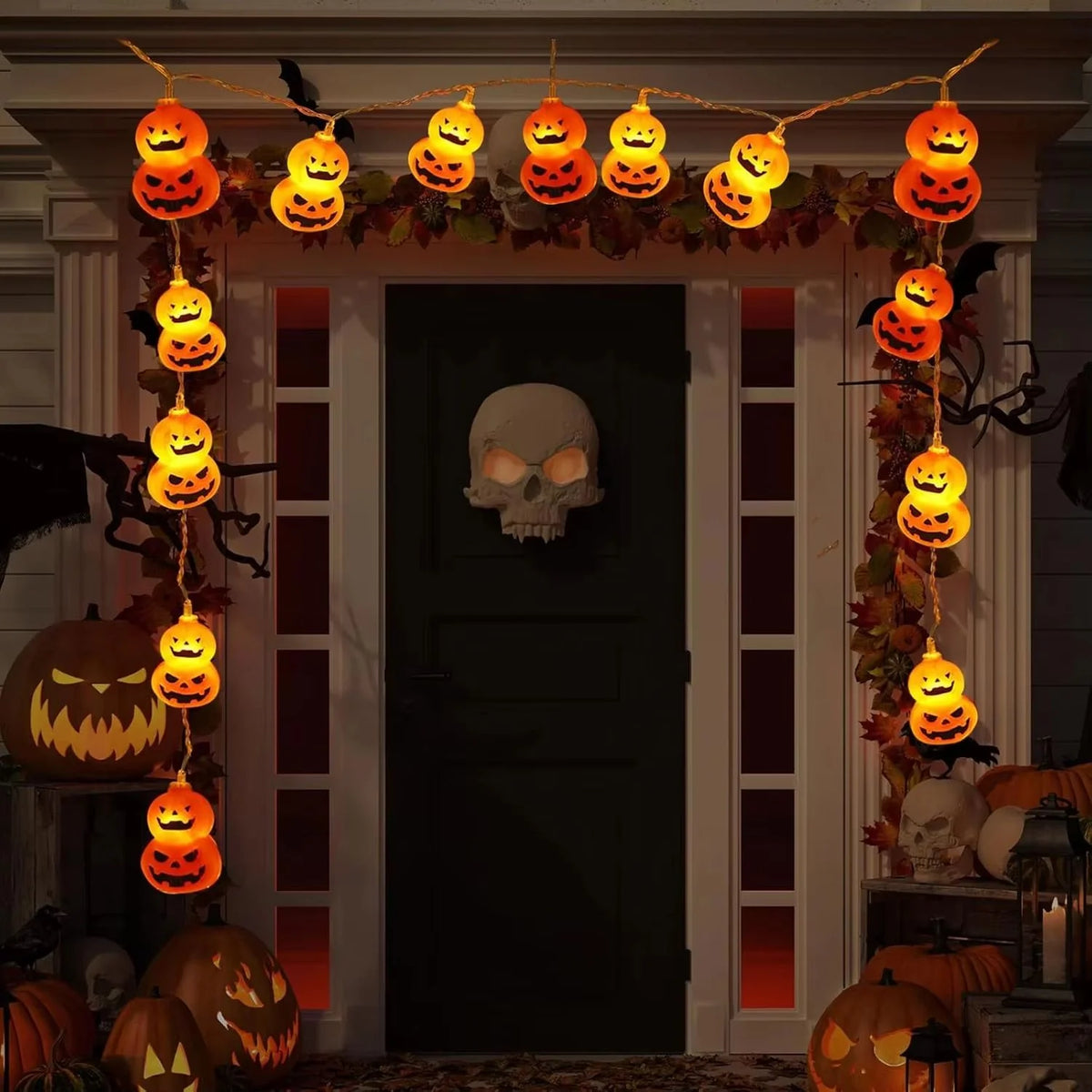 Pumpkin String Lights Battery Operated Weatherproof Warm White
