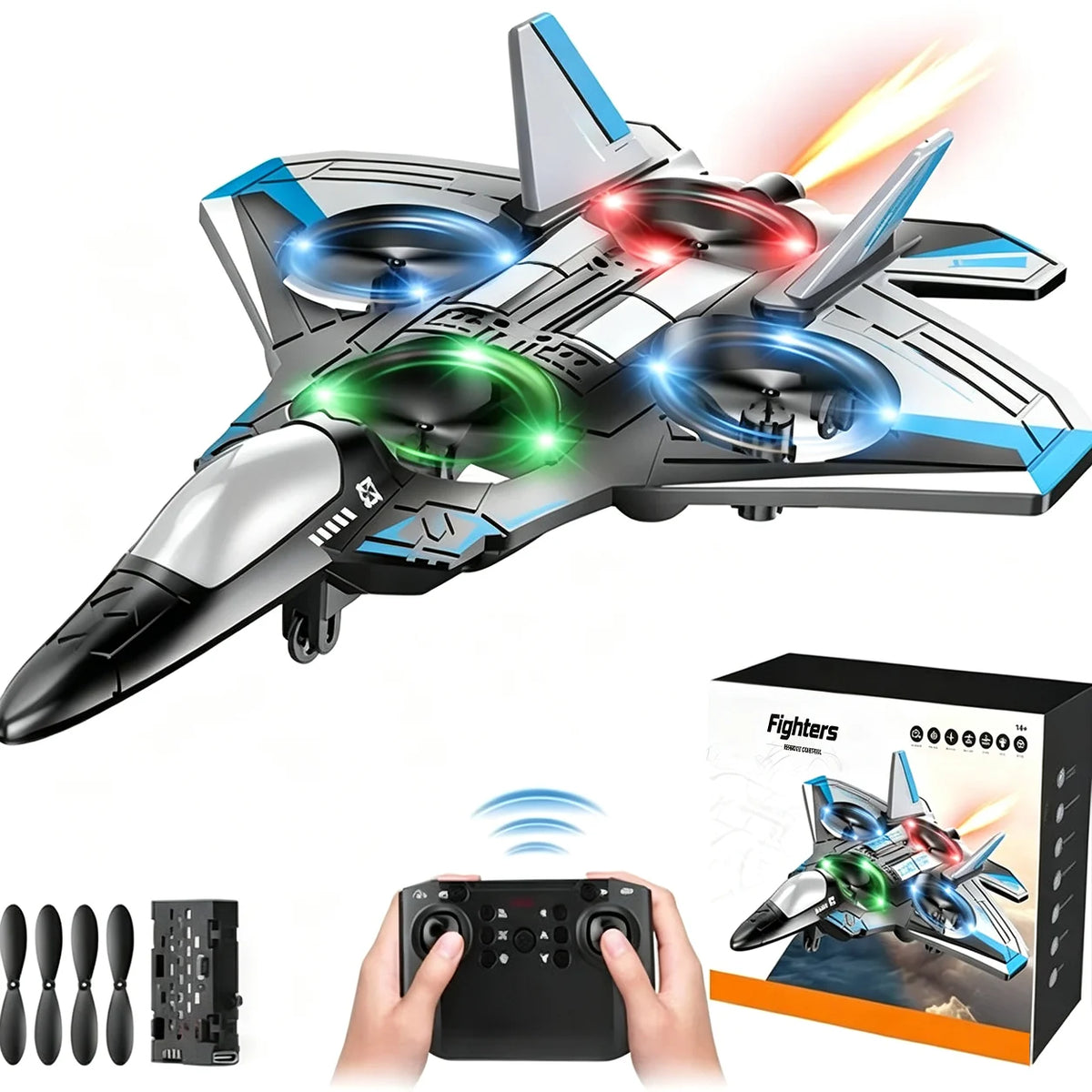 Remote-Controlled Jet 360-Degree Stunts & LED Lights Shock-Resistant