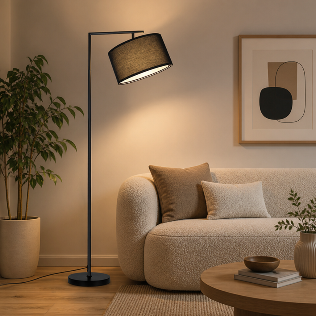 Retro Fabric Arc Floor Lamp