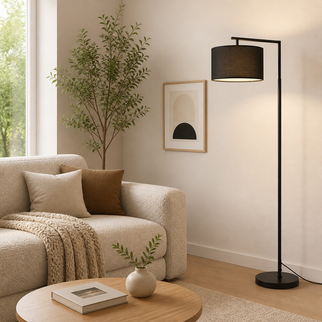 Retro Fabric Arc Floor Lamp
