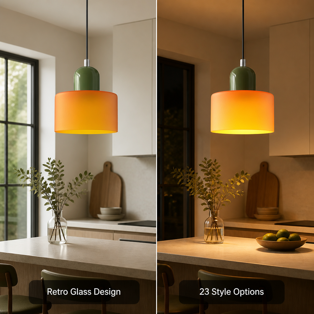 Retro Glass & Metal LED Pendant Light